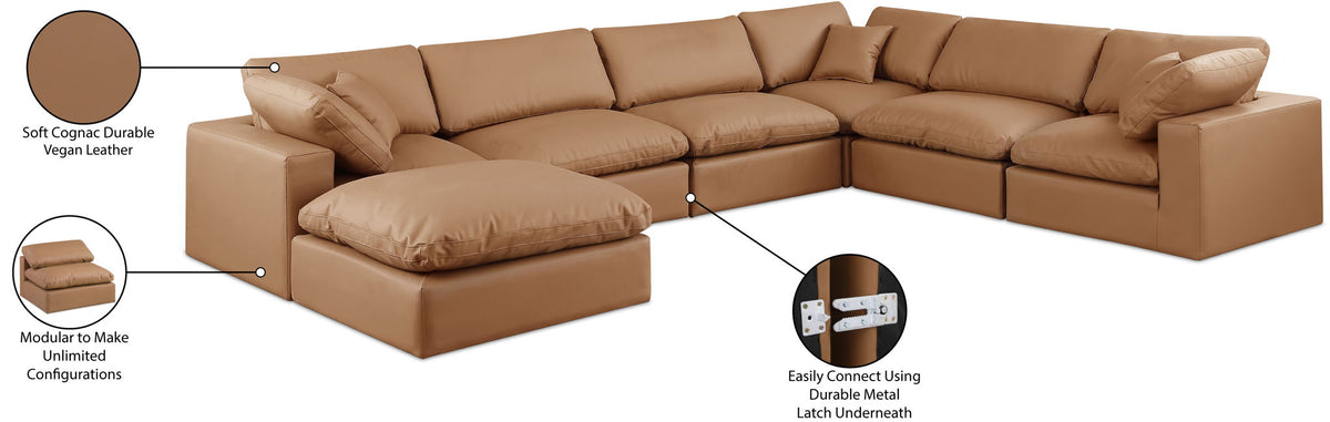 Comfy - 7 Piece Faux Leather Modular Sectional With Chaise
