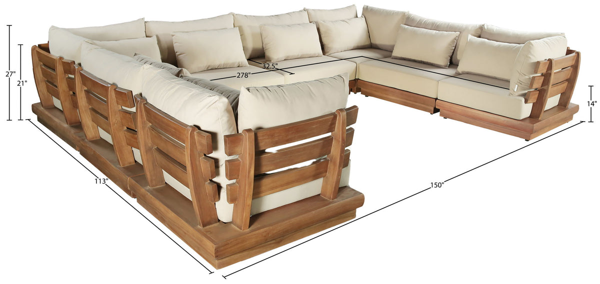 Mirella - 8 Piece Water Resistant Fabric Upholstered Outdoor Patio Modular Sectional