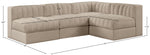 Rummi - Armless Velvet Performance Fabric Upholstered 4 Piece Modular Sectional