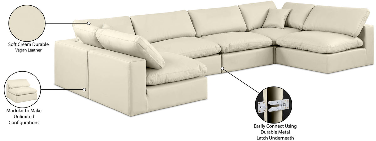 Comfy - 6 Piece Faux Leather Modular Armless Sectional