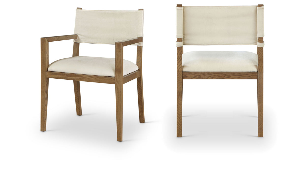 Avon - Linen Textured Performance Fabric Dining Arm Chair