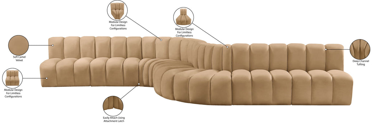 Arc - Velvet 8 Piece Curved Modular Sofa