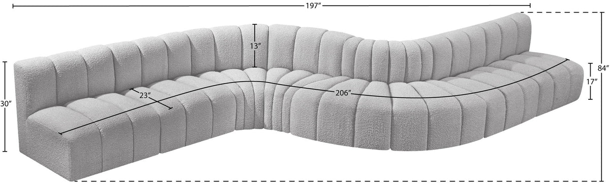 Arc - Boucle Fabric 8 Piece Curved Modular Sofa