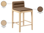 Ellis - Vegan Leather Upholstered Counter Stool (Set of 2) - Natural Base