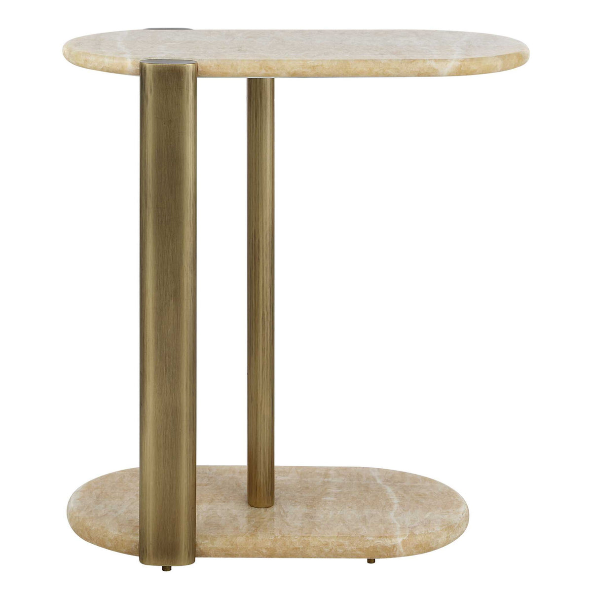 Rounded Cantilever - Accent Table - Beige / Gold
