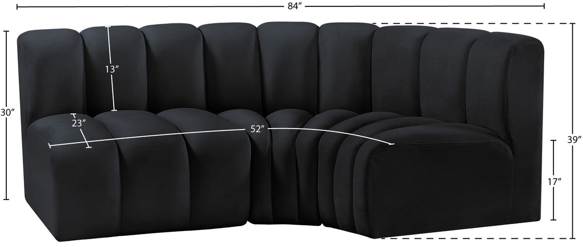 Arc - Velvet 3 Piece Sofa