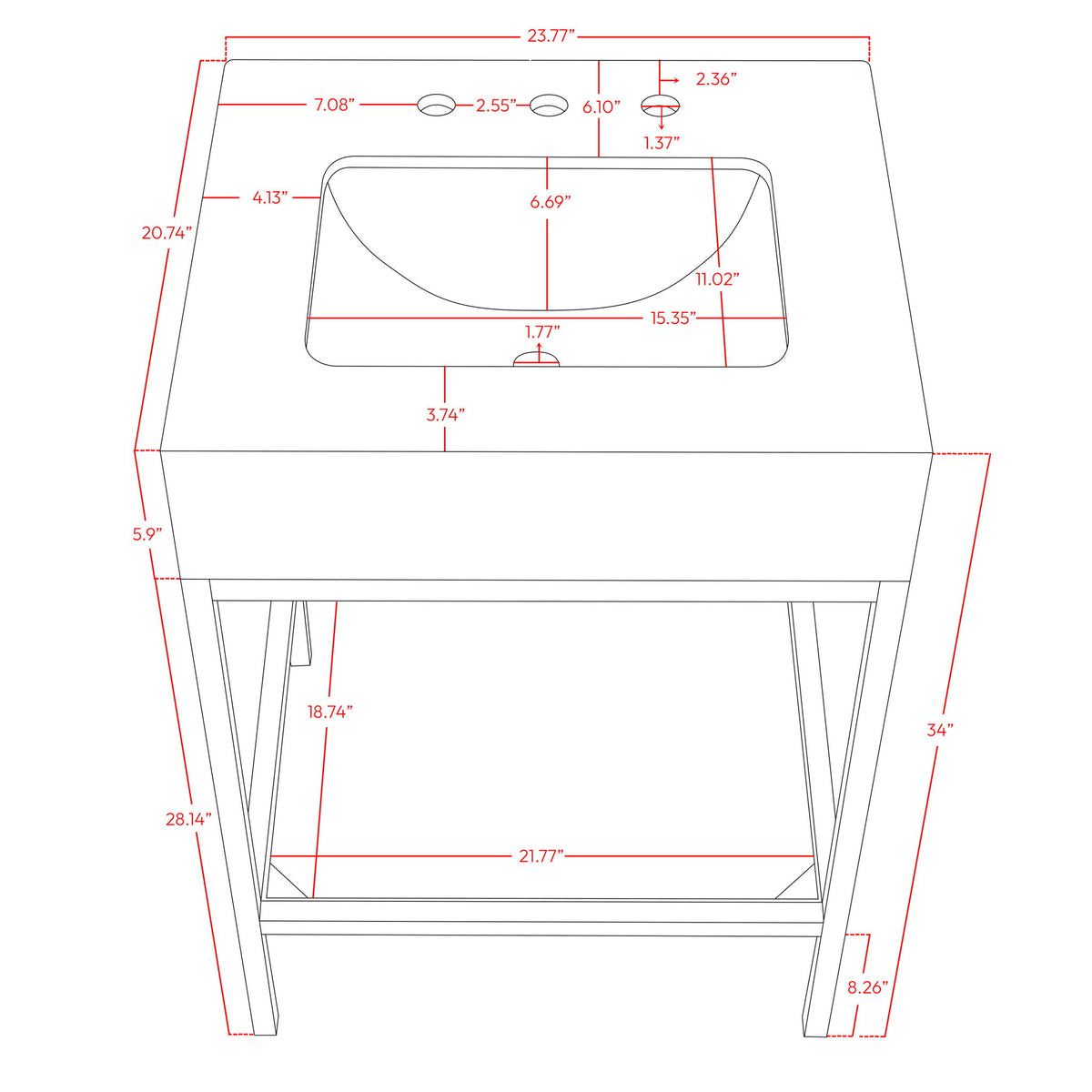 Marmo - Engineered Marble Bathroom Vanity With Chrome Base