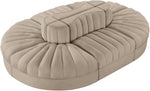 Rummi - Oval Velvet Performance Fabric Upholstered 6 Piece Modular Sectional