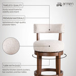 Mystic - Solid Wood Upholstered 30" Bar Height Swivel Barstool
