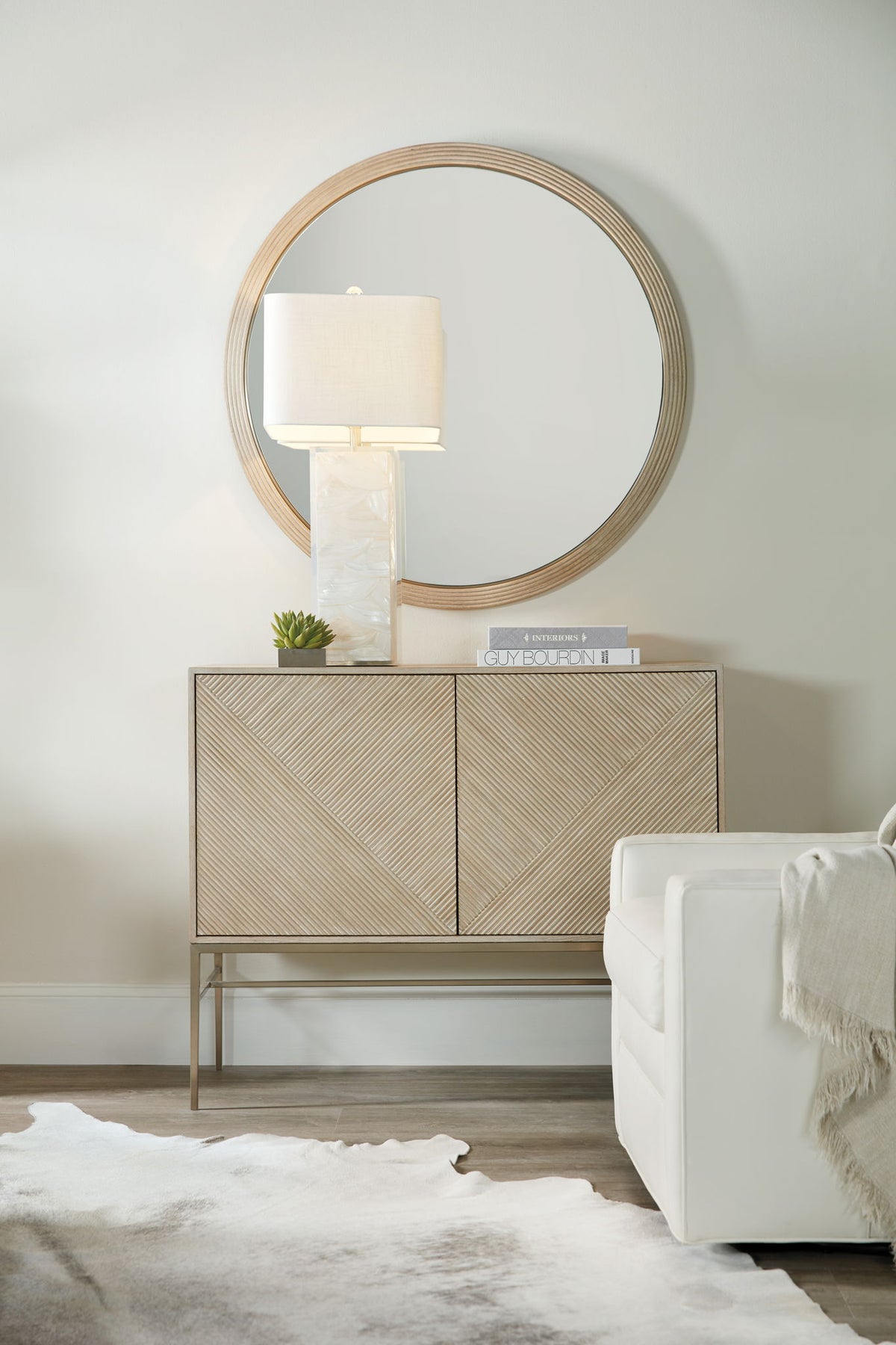 Cascade - Round Mirror - Light Brown