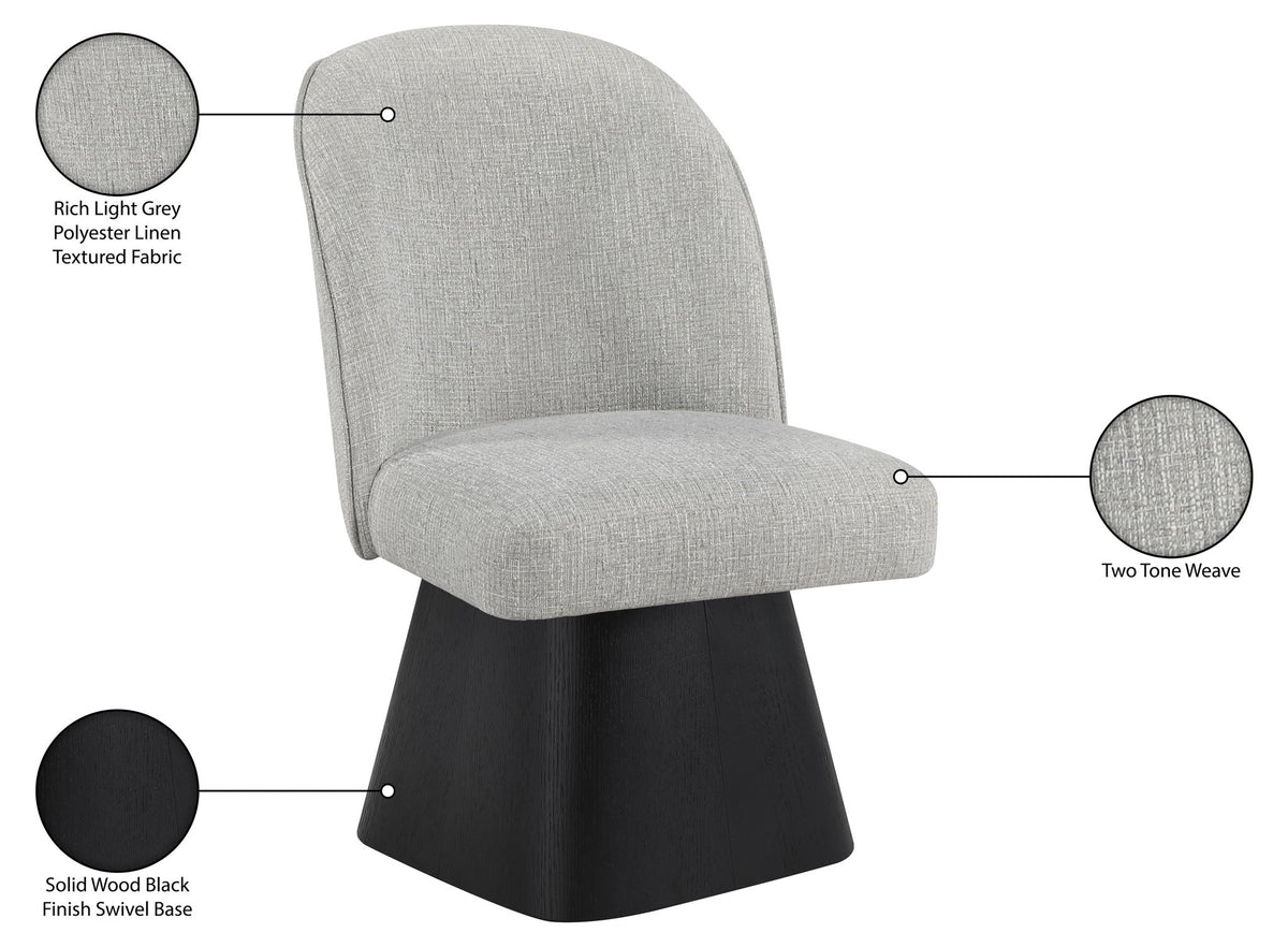 Marlowe - Linen Textured Fabric Upholstered Swivel Dining Side Chair - Stained Black