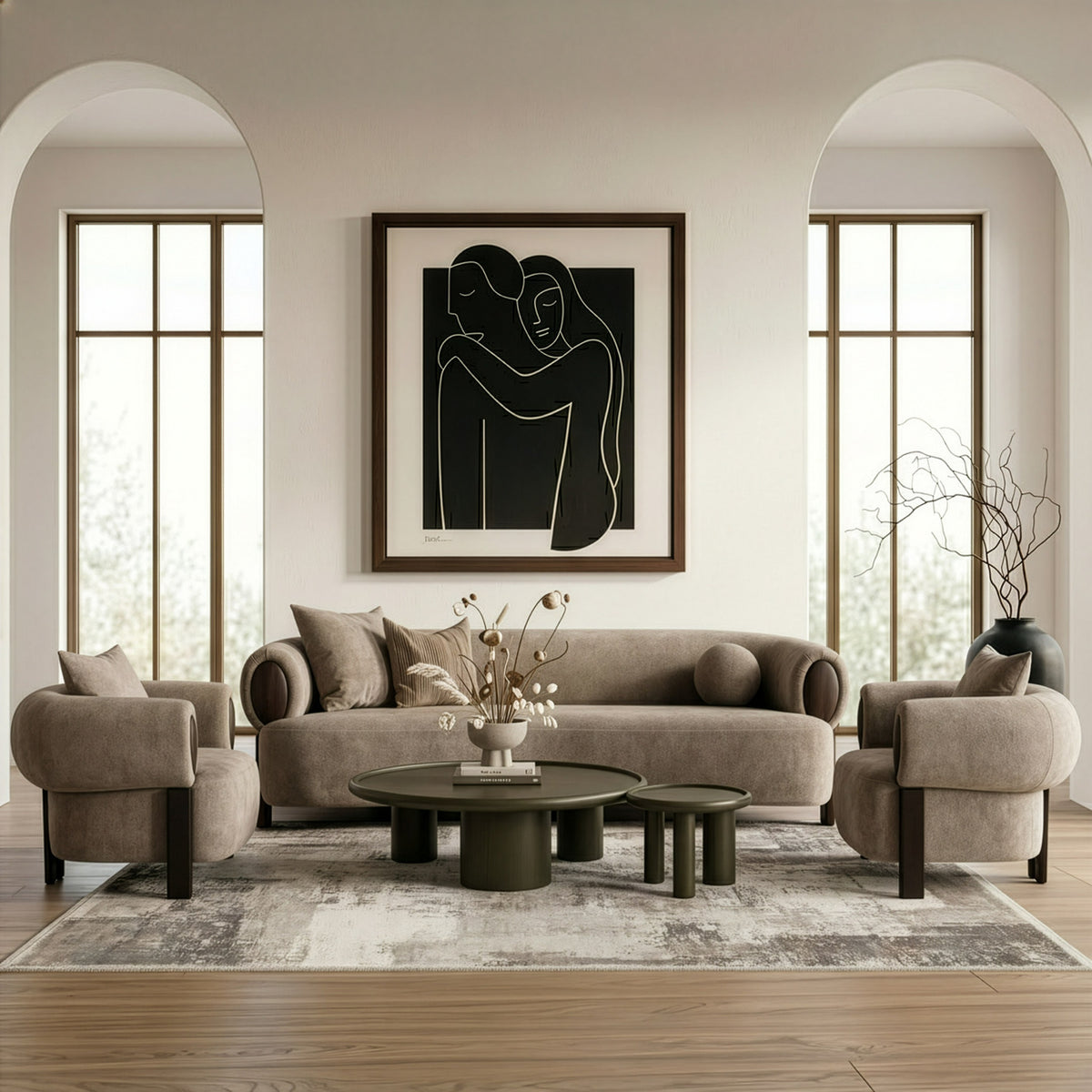 Arnaud - Modern Tan Fabric + Brown Oak Sofa by VIG Furniture - View 11
