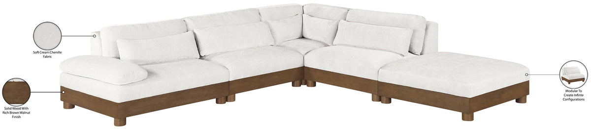 Turin - Chenille Fabric Upholstered Modular Sectional - Cream