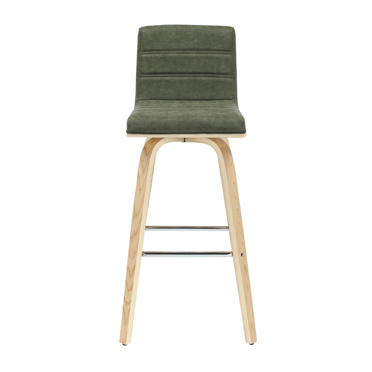 Vienna - 39.5" Swivel Bar Height Square Back Wood Bar Stool With Faux Leather Seat