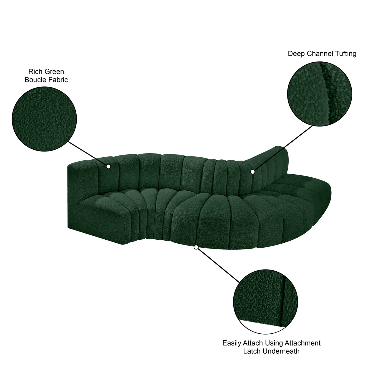 Arc - Boucle Fabric 5 Piece Modular Sofa