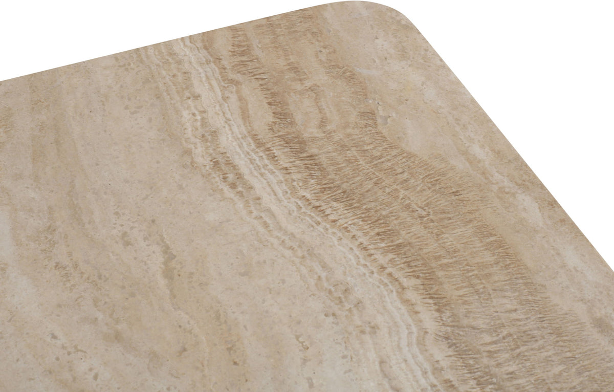 Strata - Travertine And Mango Wood Coffee Table - Brown / Beige