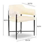 Sezanne - Vegan Leather And 2-Tone Jacquard Dining Chair - Cream