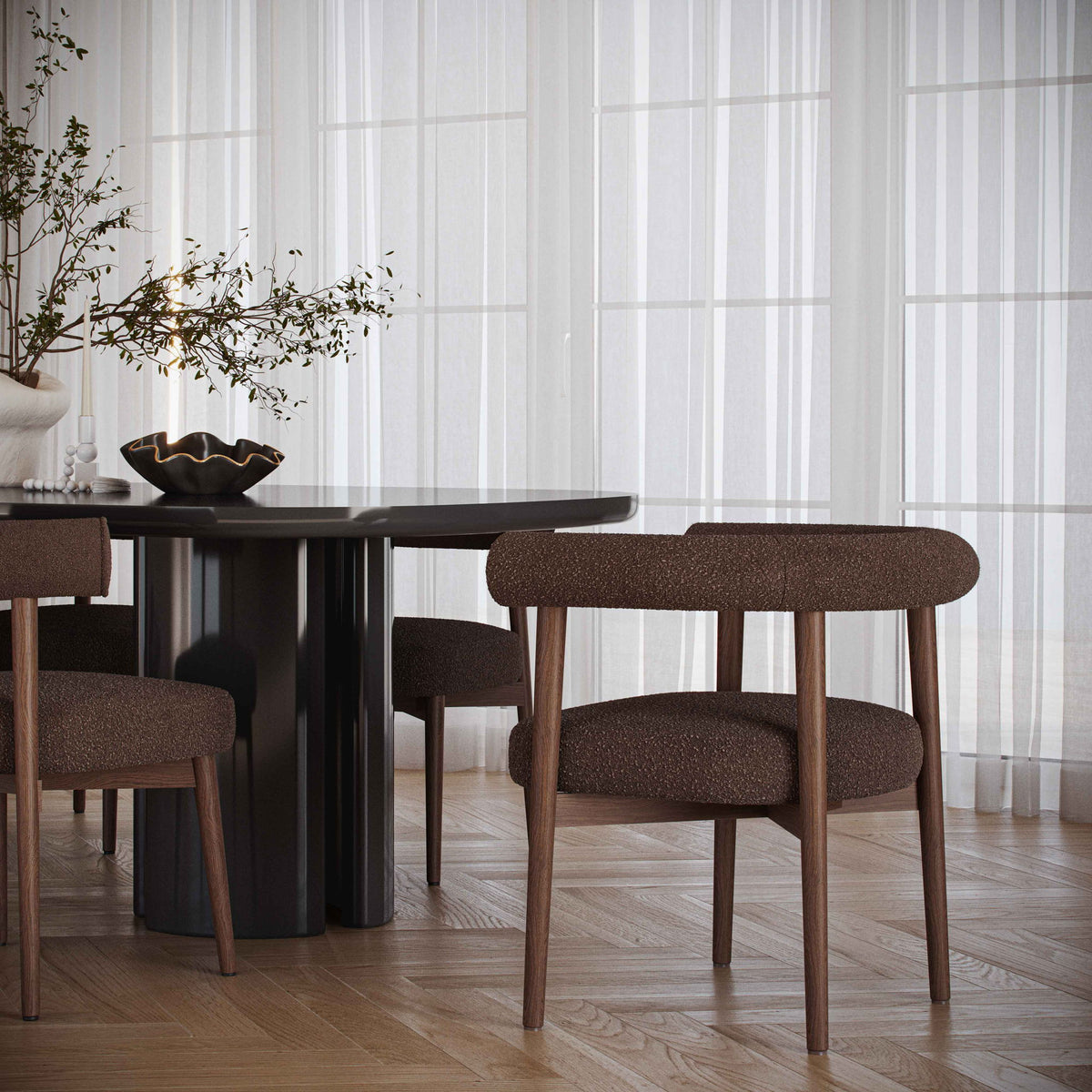 Spara - Performance Boucle Side Chair - Chocolate Brown