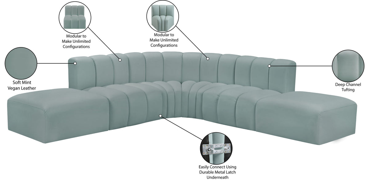 Arc - Faux Leather 6 Piece Corner Modular Sofa