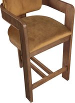 Sacha - Velvet Stool With Brown Base
