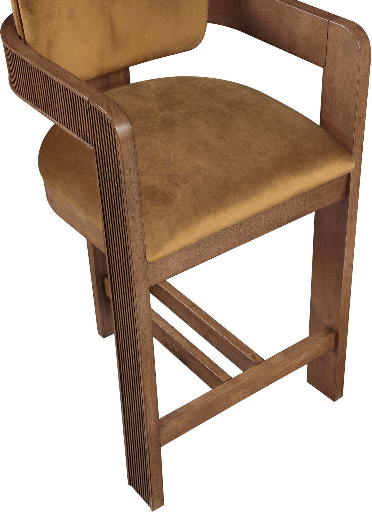 Sacha - Velvet Stool With Brown Base