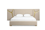 Aspen - Glam Beige Bonded Leather & Gold EK Bed
