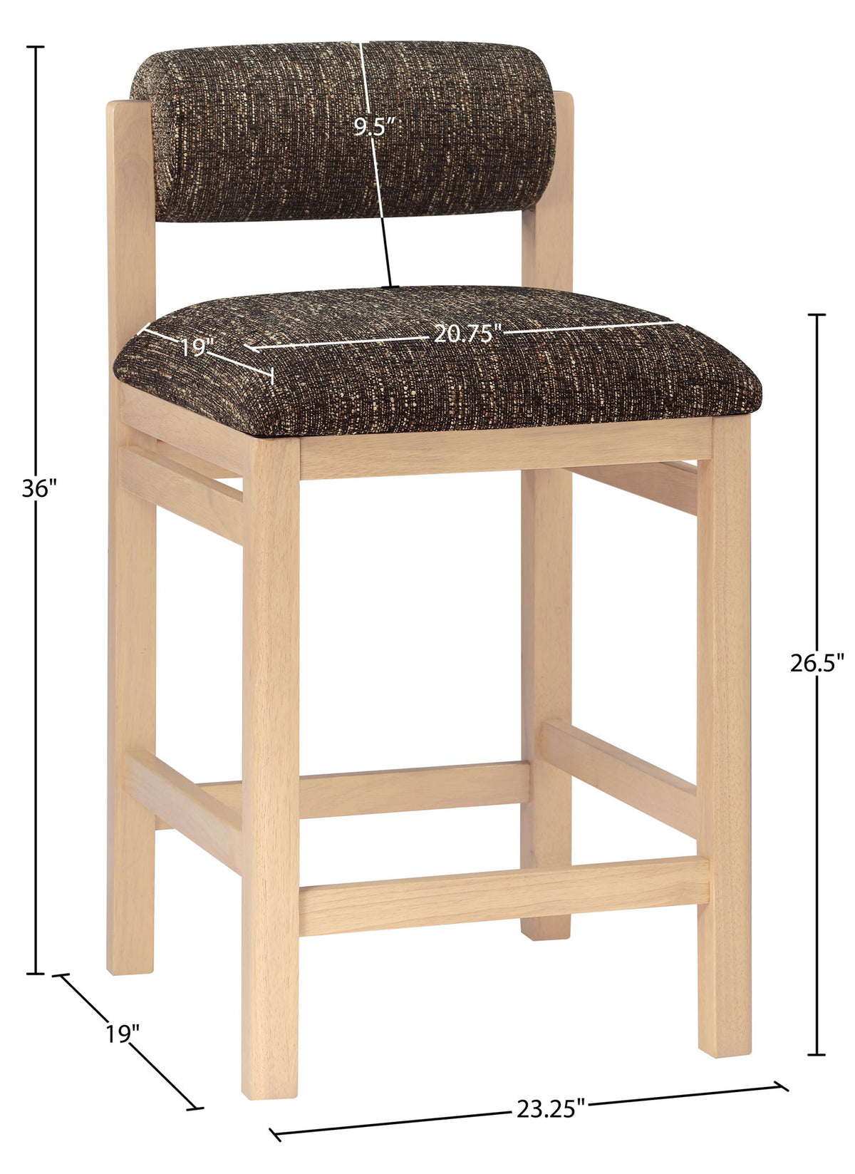 Roundhill - Fabric Counter Stool - Natural Frame