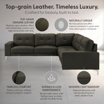 Pimentel - Leather Sectional Sofa With Tufted Back And Track Arms