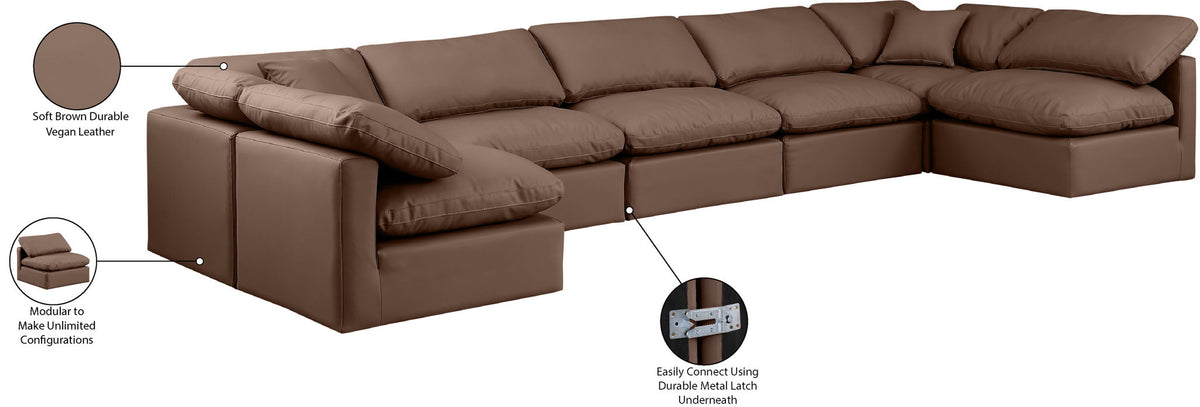 Indulge - Faux Leather 7 Piece Modular U-Shaped Sectional