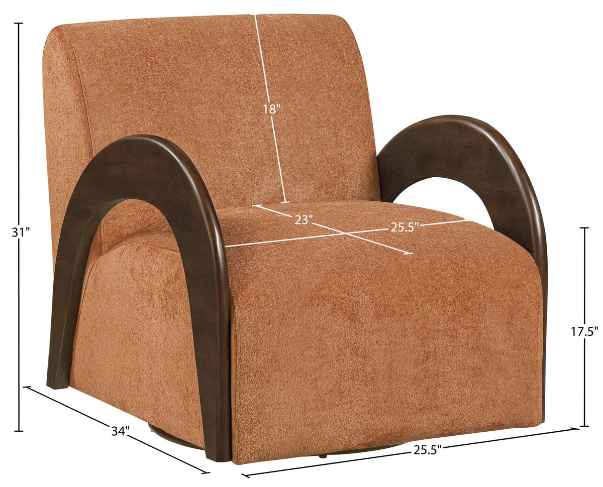 Neria - Chenille Fabric Upholstered Swivel Accent Chair - Painted Brown Base