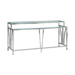 Celina - 72" Rectangle Tempered Glass Console Table - Shiny Nickel