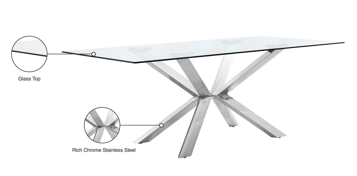 Juno - Glass Dining Table - Silver