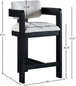 Sacha - Linen Stool With Black Base