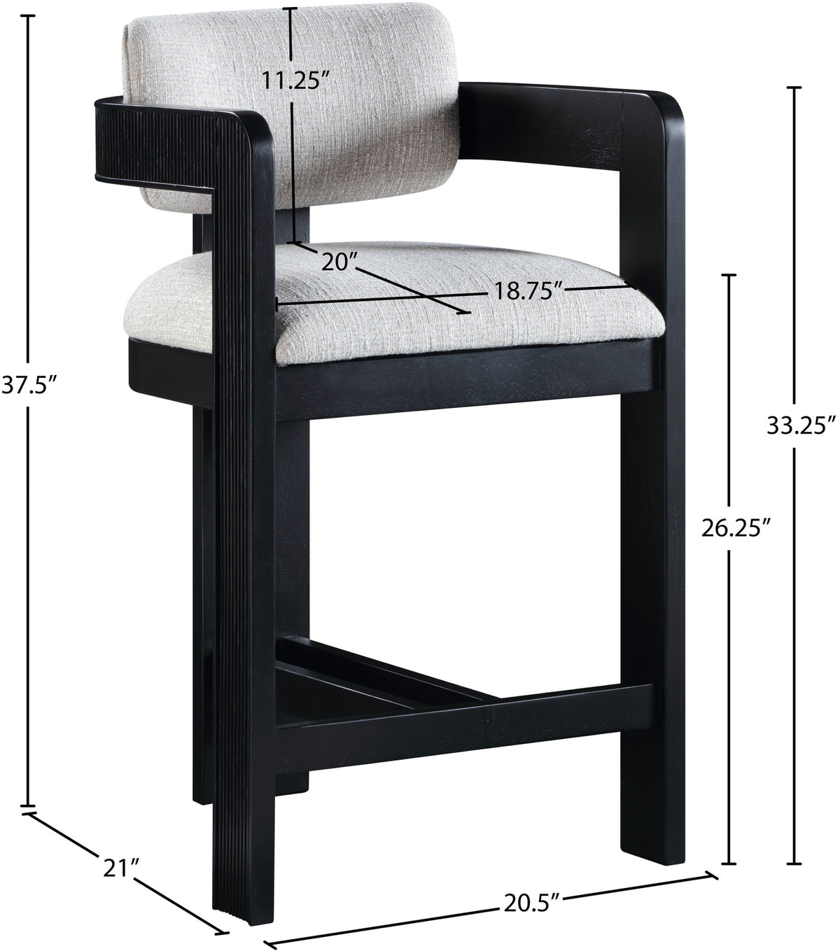 Sacha - Linen Stool With Black Base
