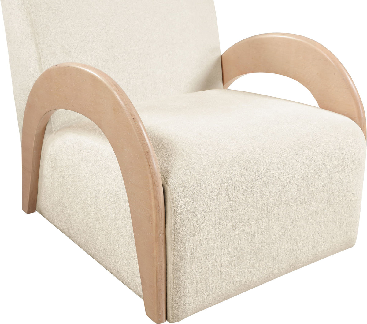Neria - Chenille Fabric Upholstered Swivel Accent Chair - Cream / Painted Natural