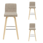 Vienna - 39.5" Swivel Bar Height Square Back Wood Bar Stool With Faux Leather Seat