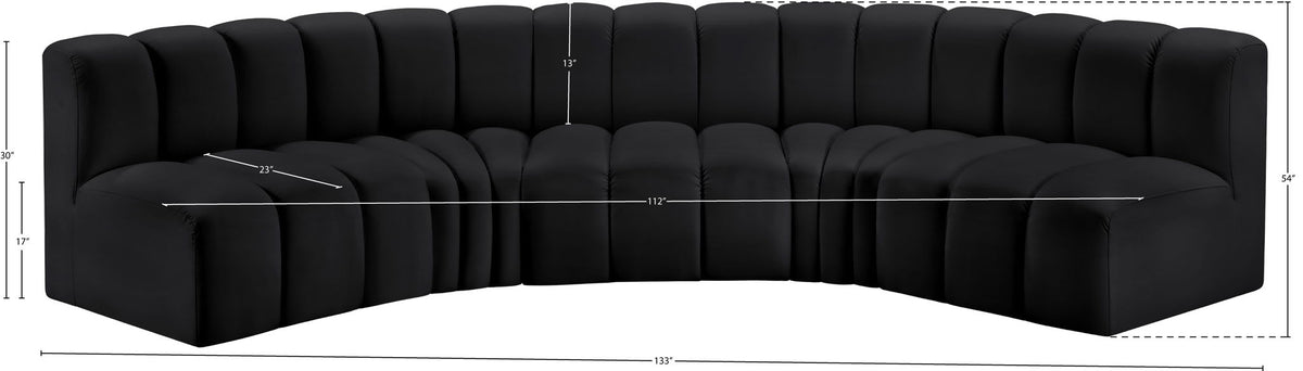 Arc - Faux Leather 5 Piece U-Shaped Modular Sofa