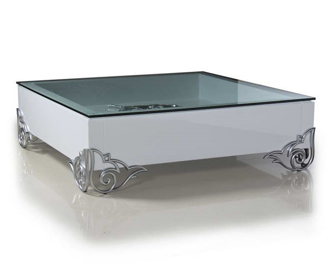 LS538 Emma Modern White Coffee Table w/ Glass Top by VIG Furniture - View 1