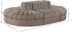 Rummi - Oval Velvet Performance Fabric Upholstered 6 Piece Modular Sectional