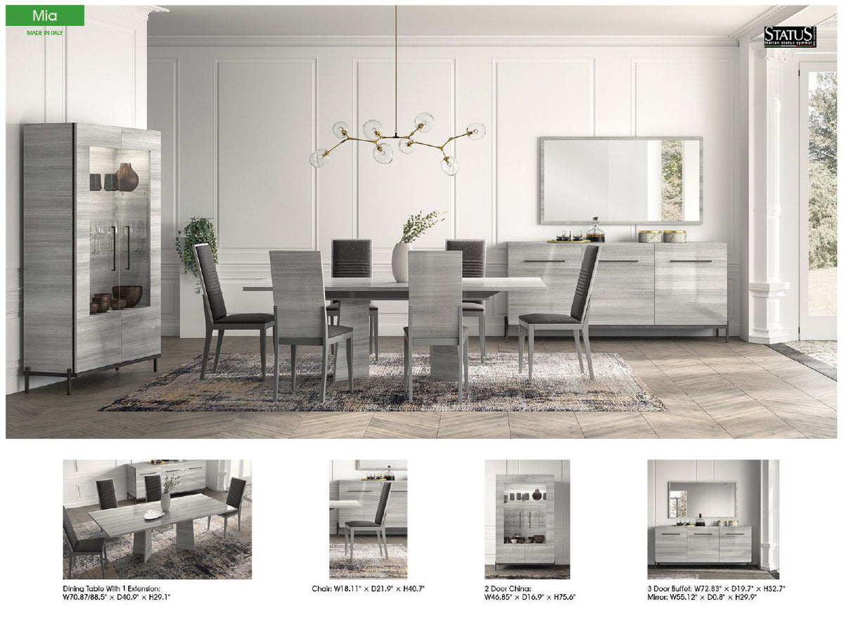 Mia - Dining Table - White / Gray / Silver