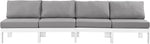 Nizuc - Outdoor Patio 4 Seat Armless Modular Sofa With White Frame