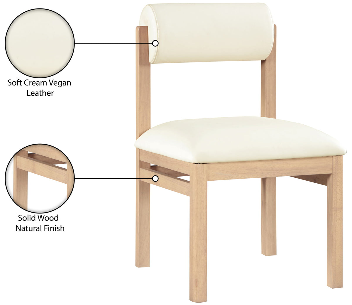 Roundhill - Faux Leather Dining Chair (Set of 2) - Natural Frame
