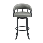 Edy - Swivel 30" Black Finish And Faux Leather Bar Stool - Gray