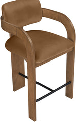 Cedra - Velvet Performance Fabric Upholstered Counter Stool - Brown Frame