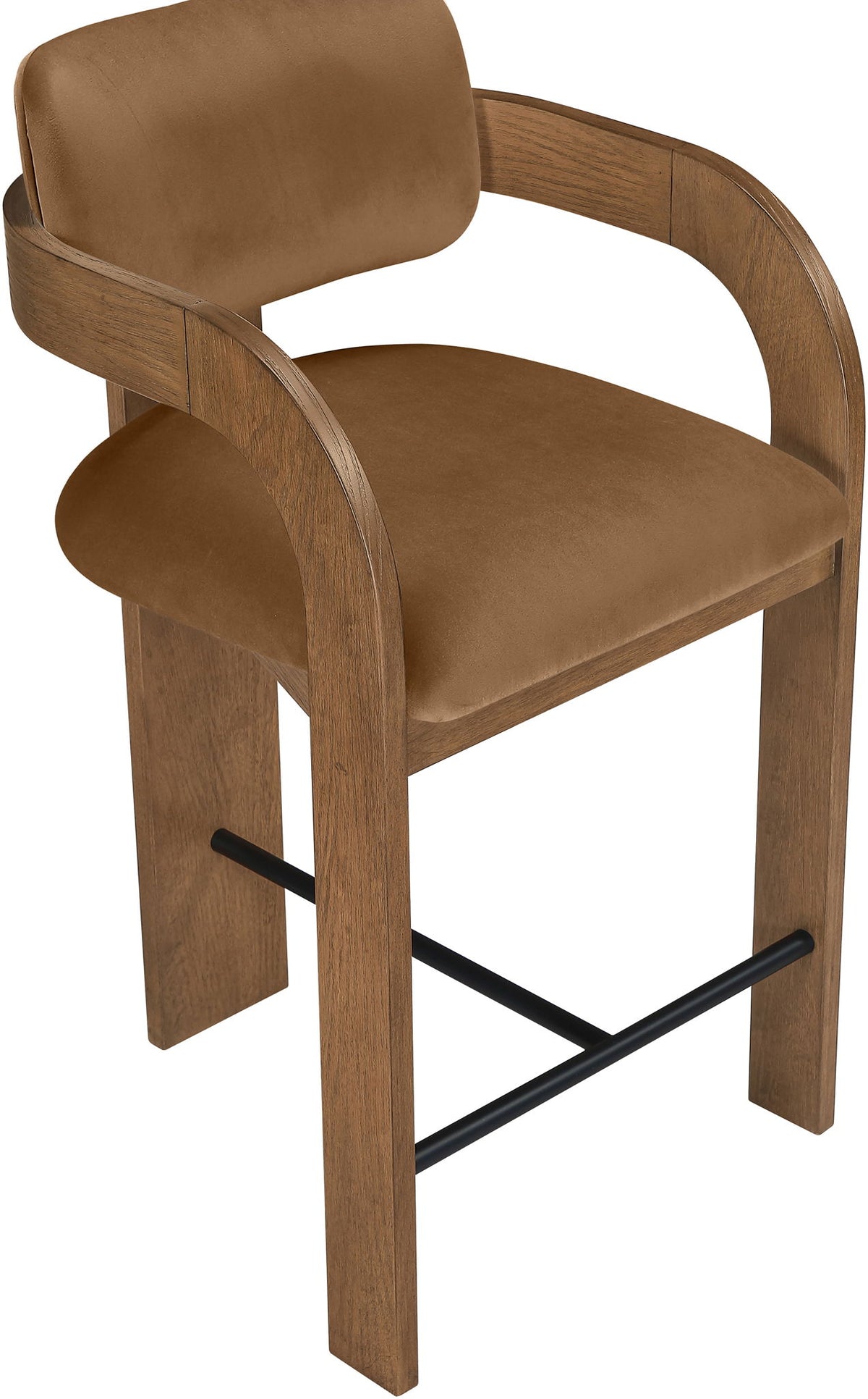 Cedra - Velvet Performance Fabric Upholstered Counter Stool - Brown Frame