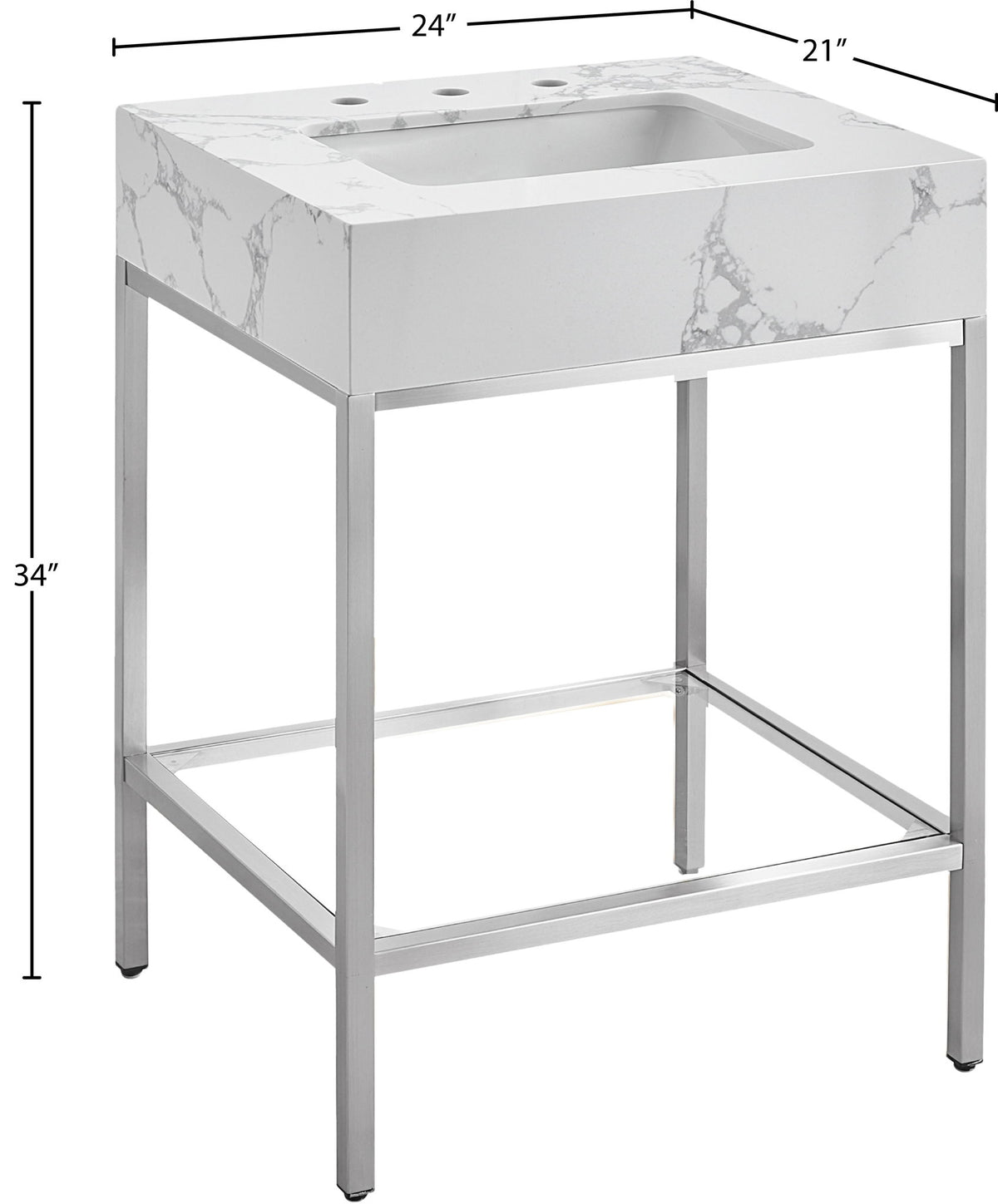 Marmo - Engineered Marble Bathroom Vanity With Chrome Base