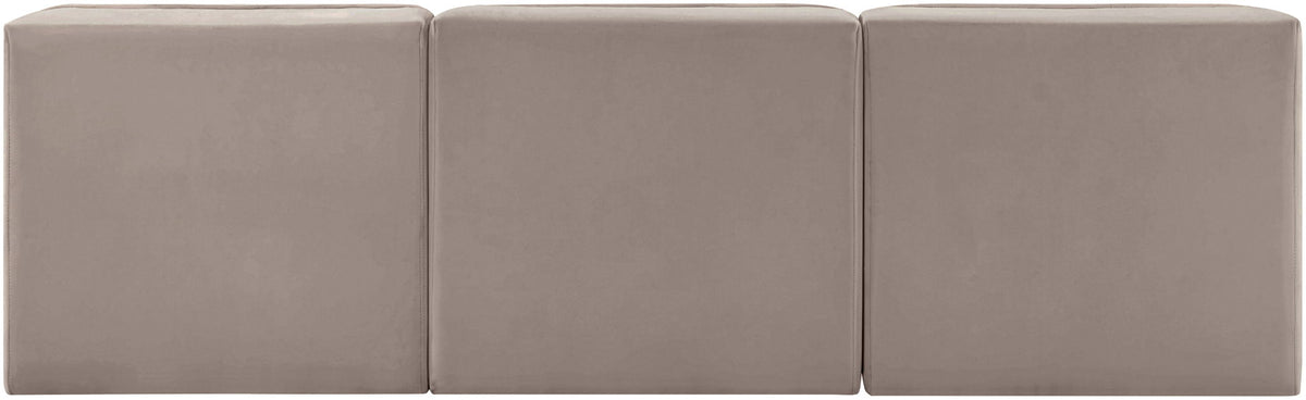 Rummi - Velvet Performance Fabric Upholstered 3 Piece Modular Armless Sofa