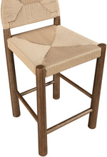 Bohemia - Woven Seagrass Cord And Solid Wood Counter Stool - Beige