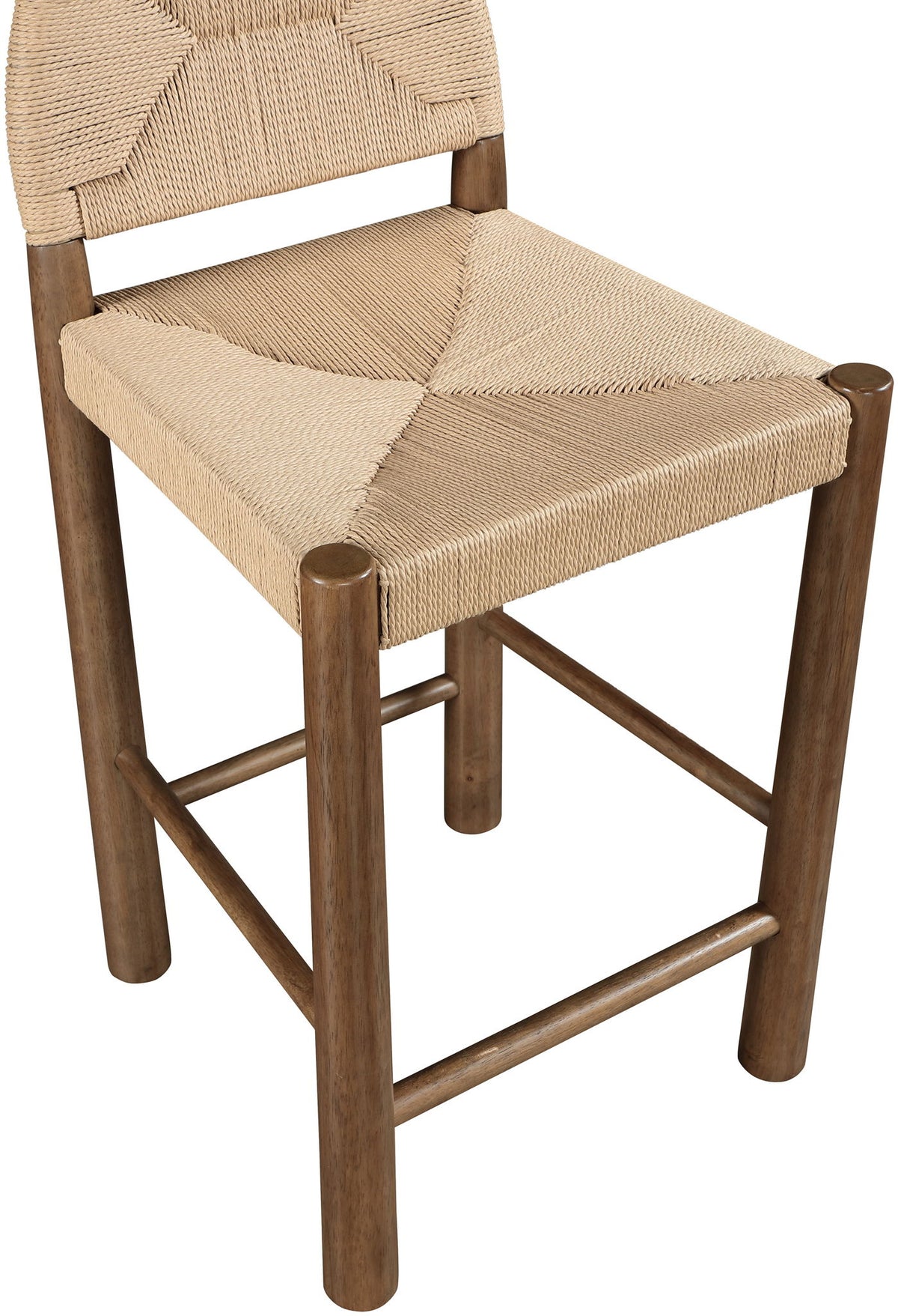 Bohemia - Woven Seagrass Cord And Solid Wood Counter Stool - Beige
