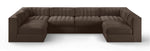 Rummi - Armless Velvet Performance Fabric Upholstered 6 Piece Modular Sectional